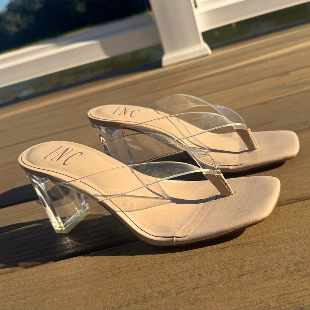 INC International Concepts Clear Myrene Thong Heels
